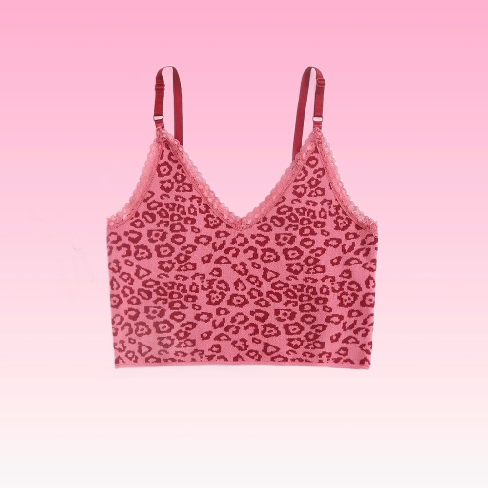 SHEIN Lace Leopard Print Cami Knit Top